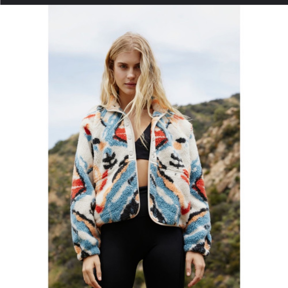 Free People Hit The Slopes Rocky Ridge Printed Fleece  NWOT